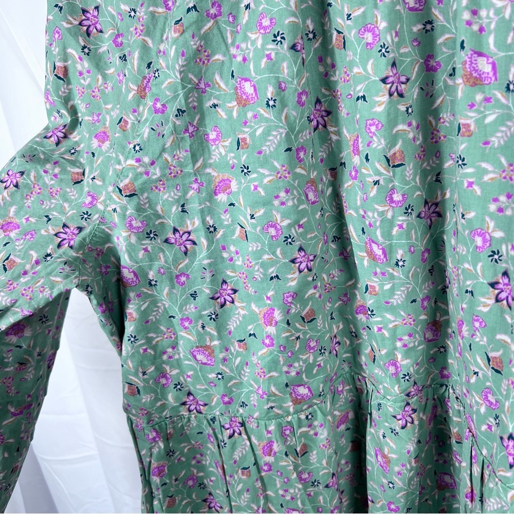 Wonderly Green Floral Boho Midi Dress Size XL Cotton Long Sleeve NWT Cottagecore - Picture 8 of 10